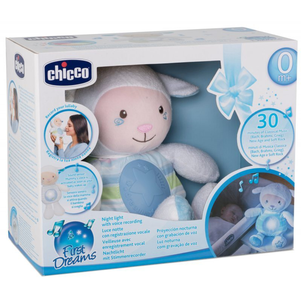 Chicco First Dreams - Прикроватная лампа Sheep с возможностью записи голоса Синий 90902