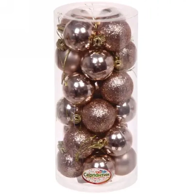 Новогодние шары 4 см (набор 24 шт) «Микс фактур», шампань