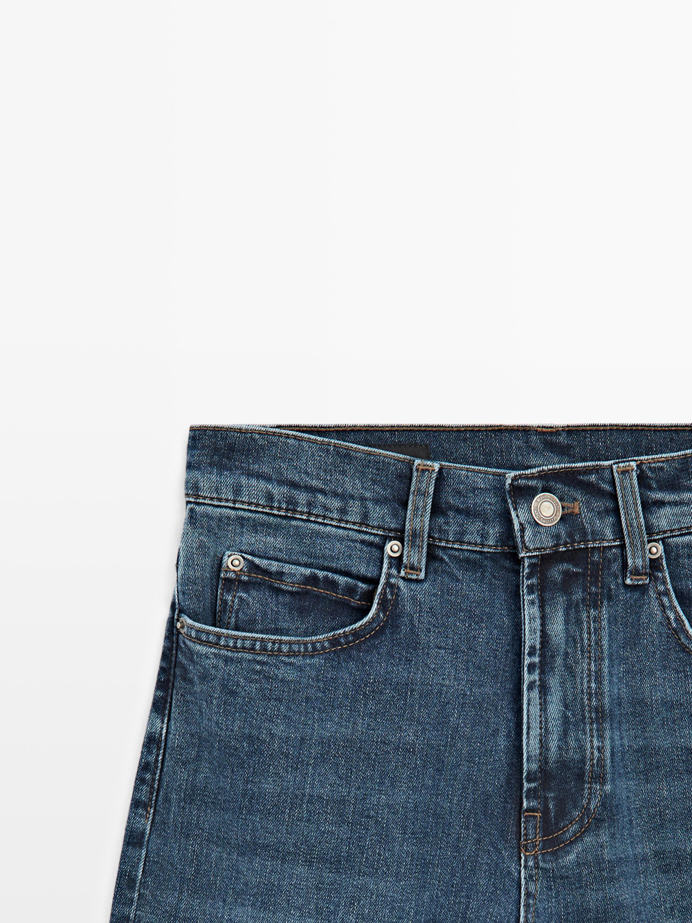 Massimo Dutti Джинсы прямого кроя со средней посадкой, средне-синий