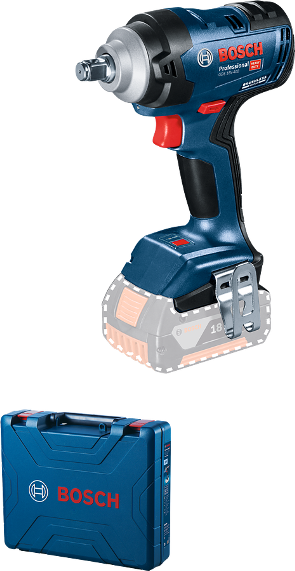 Аккумуляторный ударный гайковёрт BOSCH GDS 18V-400 06019K0021