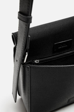 ZARA СУМКА С ТЕКСТУРОЙ, ЧЕРНЫЙ