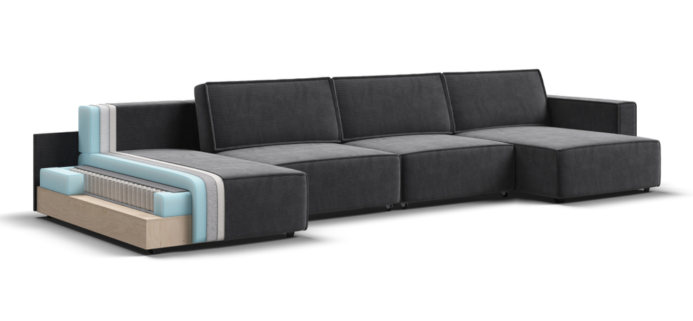 П-образный диван BOSS SOFT MODOOL Вельвет CORD графит