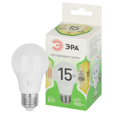 Лампочка светодиодная ЭРА GREEN LINE LED A60-15W-830-E27 GL E27 15 Вт груша теплый свет
