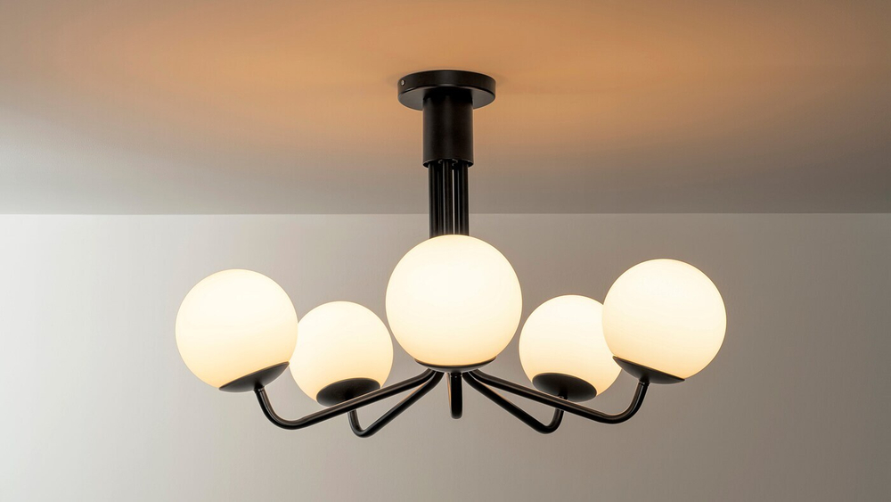 Люстра IKEA GLANSSLINKE (ГЛАНССЛИНКЕ), Черный / Белый, 5 ламп