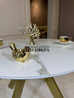 Круглый стол "Бонжур", керамогранит, белый мрамор