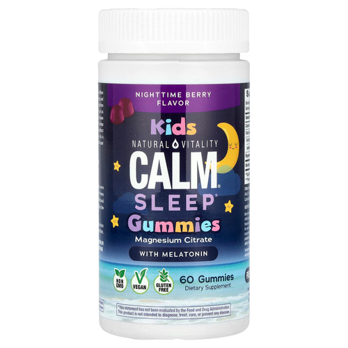 Natural Vitality, CALM®, детские жевательные мармеладки с мелатонином, ночные ягоды, 60 жевательных таблеток