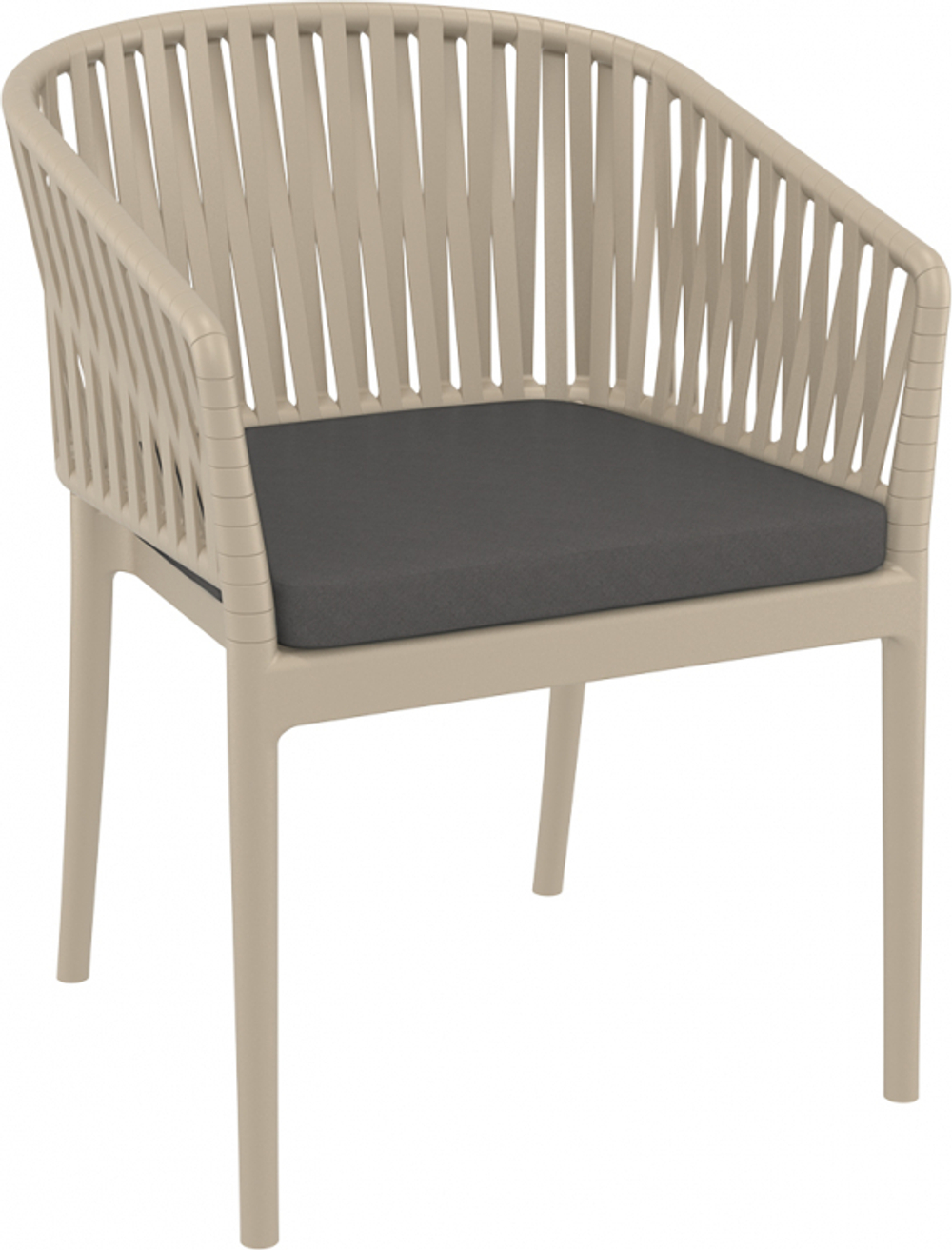 Кресло пластиковое с подушкой Siesta Contract Portofino, бежевый, темно-серый