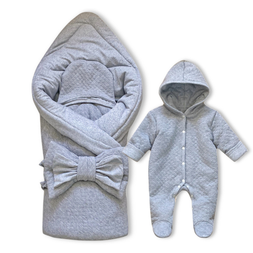 Комплект на выписку (4 предмета) Gray melange ЗИМА