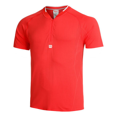 Мужское теннисное поло Wilson Players Seamless Zip Henley 2.0 T-Shirt Men - Red