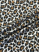 Хлопок с эластаном белый с черно-коричневым анималистичным принтом