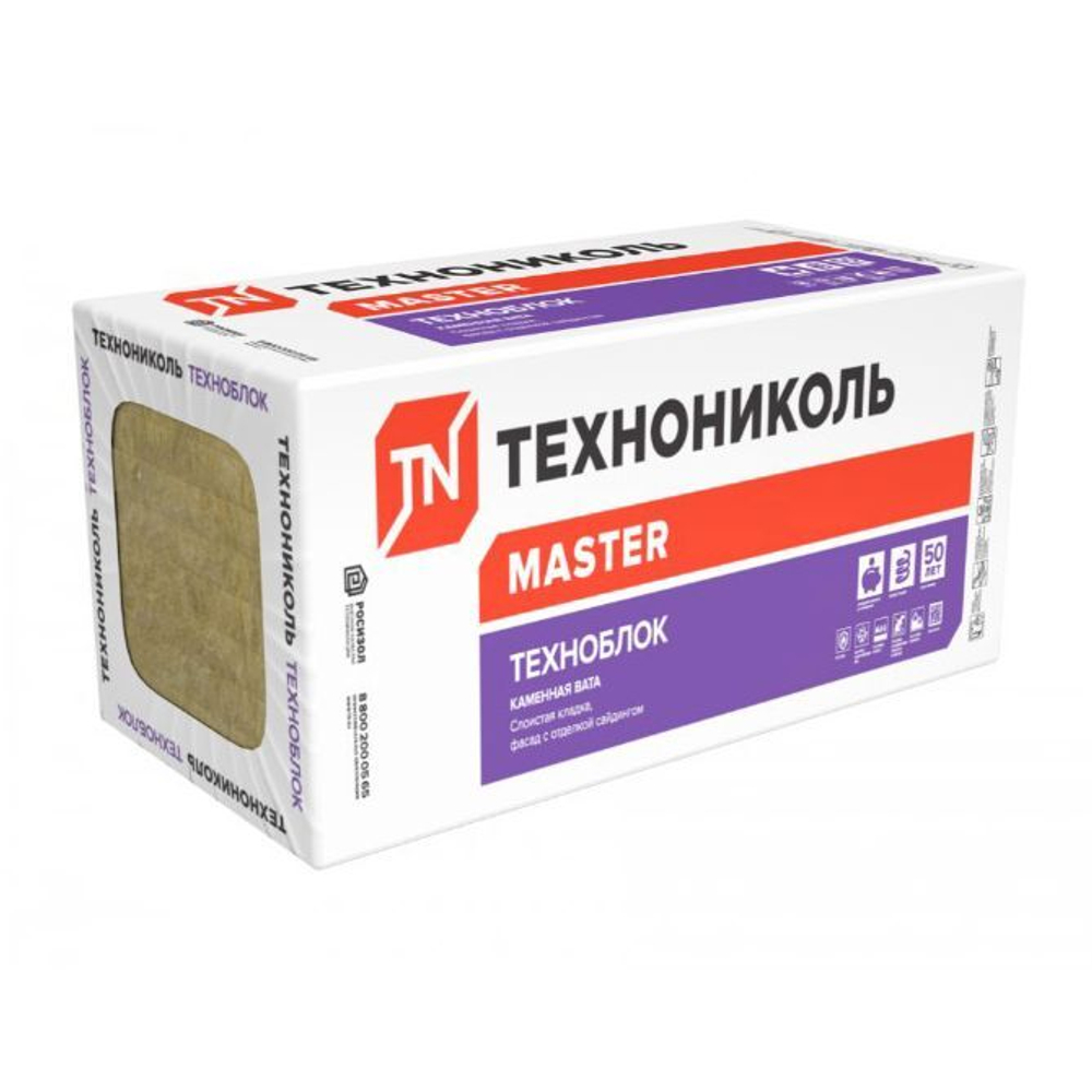 Базальтовая вата Технониколь Техноблок Стандарт 1200х600х100 мм 4 шт (40-50 кг/м3; 0,288 м3; 2,88 м2)
