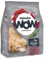 Сухой корм AlphaPet WOW с говядиной и сердцем для взрослых собак крупных пород, 15кг