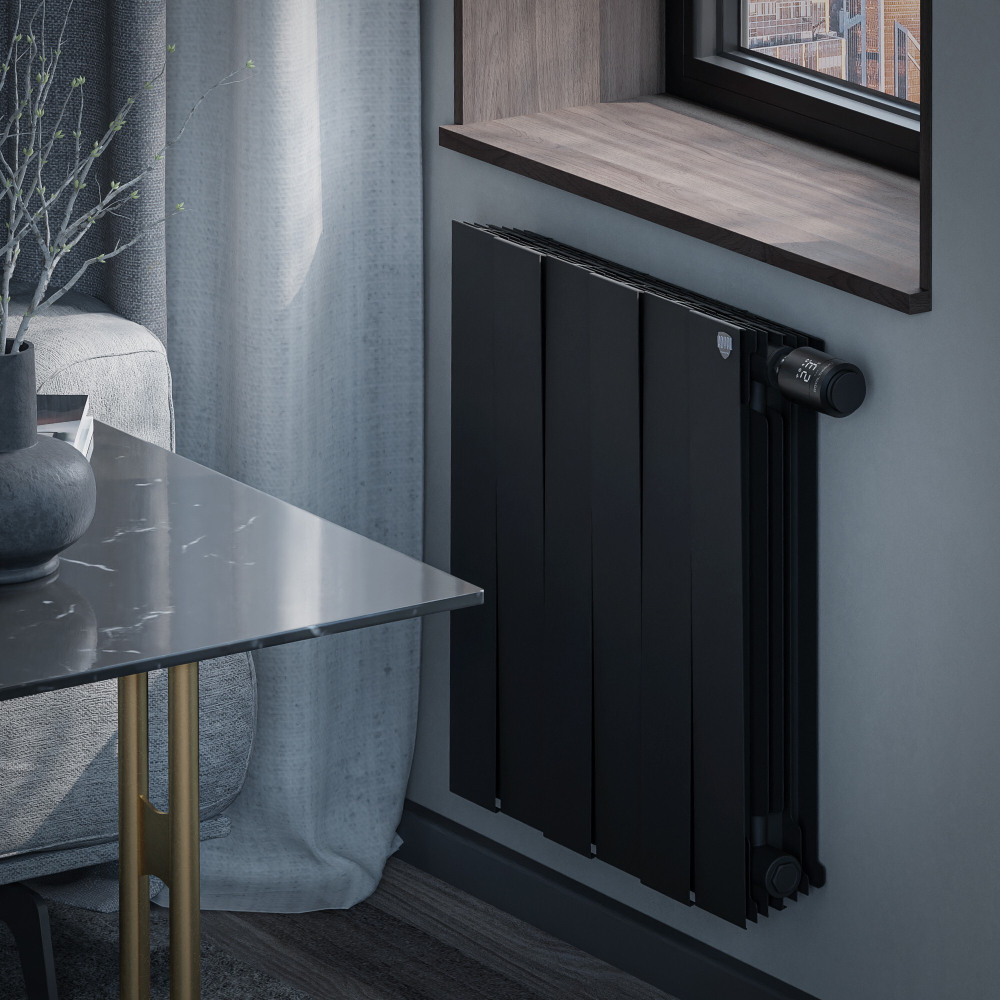 Радиатор биметаллический Royal Thermo PianoForte 500 Noir Sable 6 секций VDR (нижнее правое подключение)