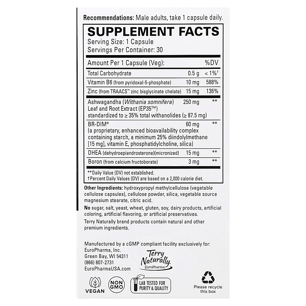 Terry Naturally, Полная поддержка тестостерона`` 30 капсул