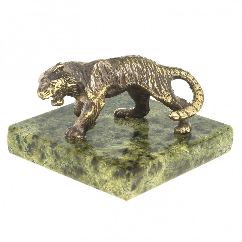 Статуэтка из бронзы фигурка "Крадущийся тигр" змеевик G 122284