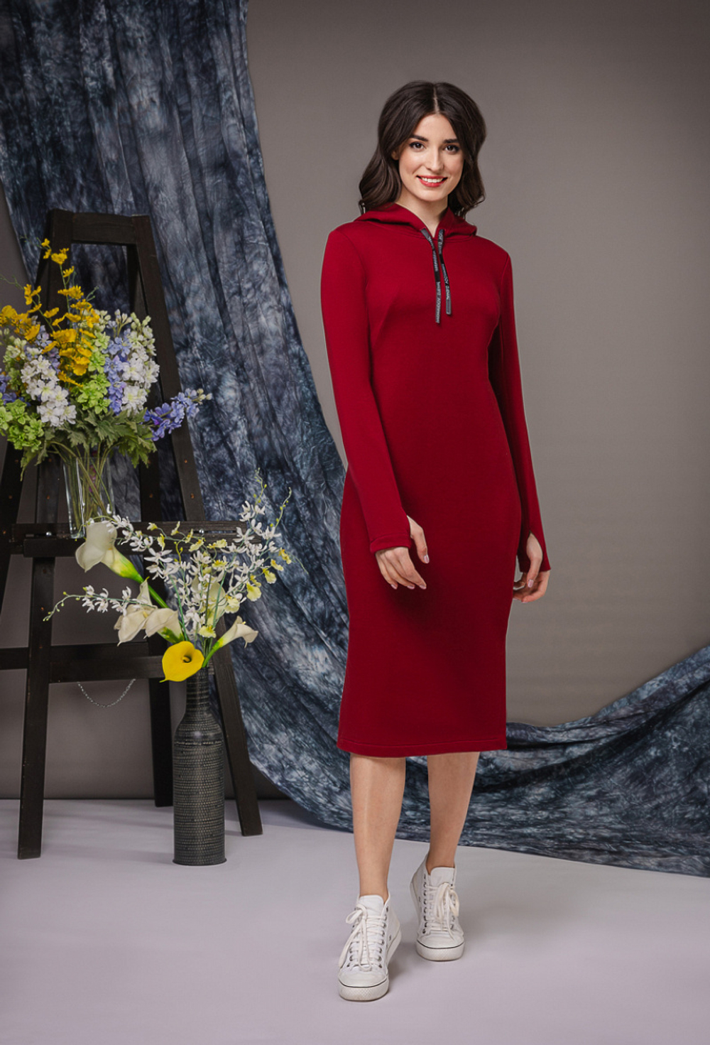 Спортивное платье бордовое 07-02-22 SS