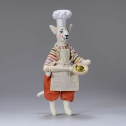 Ёлочная игрушка Кот-повар со сковородкой