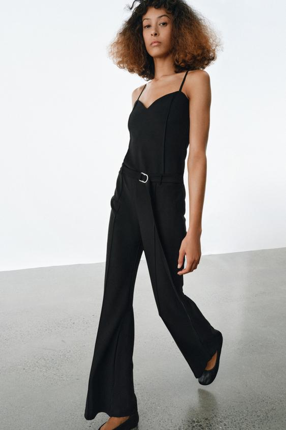 ZARA БРЮКИ ИЗ КРЕПА С ПОЯСОМ, ЧЕРНЫЙ