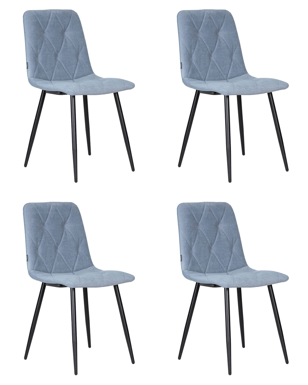 Набор 4 шт Стул обеденный DOBRIN CHILLY ROMBO, Серо-голубой Simple 26, основание черное