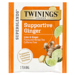 Twinings, Support, травяной чай из белого гибискуса, лайм и имбирь, без кофеина, 18 чайных пакетиков, 27 г (0,95 унции)