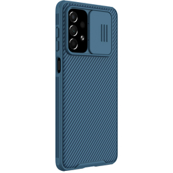 Чехол синего цвета с защитной шторкой для задней камеры от Nillkin для Samsung Galaxy A73 5G, серия CamShield Pro Case