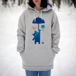 Худи Plushedelica Кот с зонтом Серый