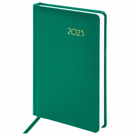 Ежедневник датированный 2025 А5 138x213 мм BRAUBERG "Select", балакрон, зеленый, 115809