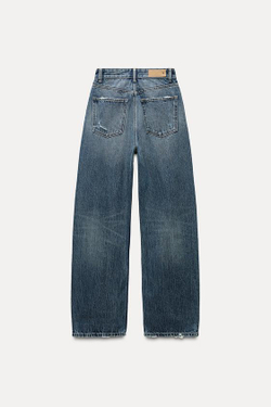 ZARA ДЖИНСЫ TRF С ВЫСОКОЙ ПОСАДКОЙ, СИНИЙ