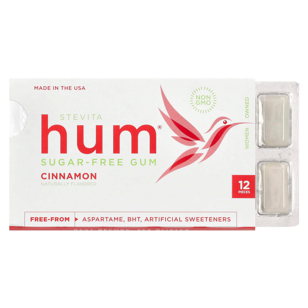 Stevita Naturals, Hum®, жевательная резинка без сахара, корица, 12 шт.