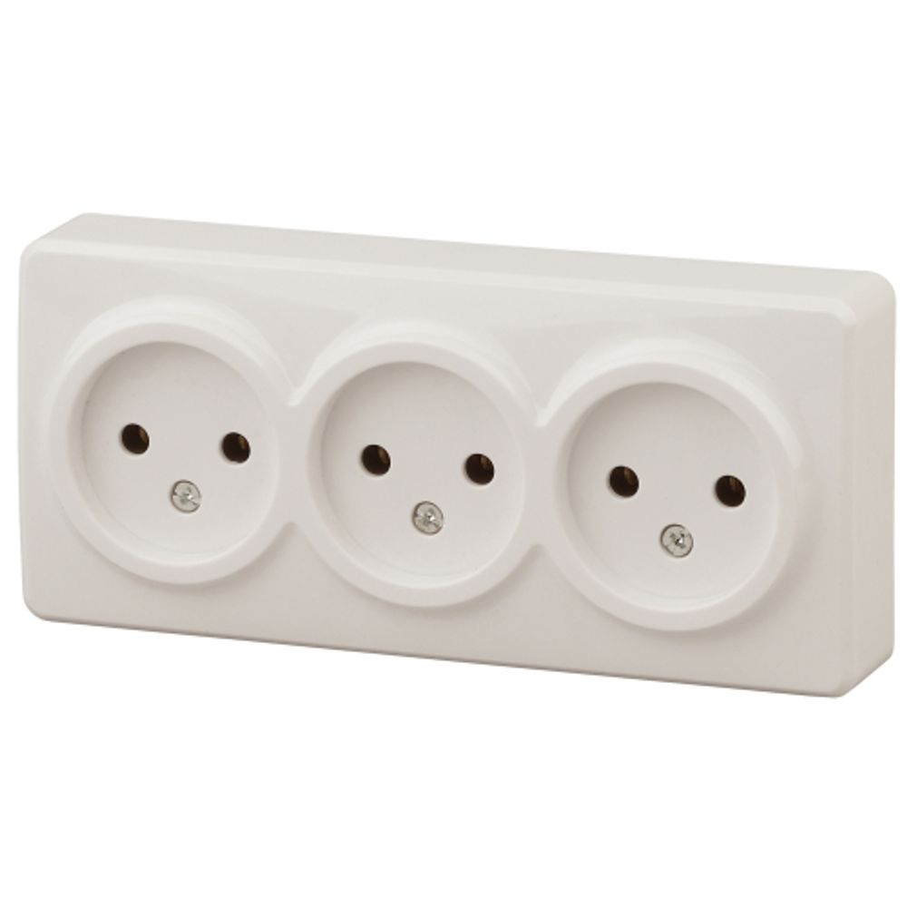 Розетка ЭРА Эксперт 11-2207-02 тройная 3х2P 16A-250В IP20 ОУ горизонт. слоновая кость | Эра Эксперт