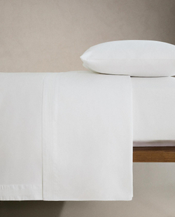 Zara Home - Простыня атласная с мережкой, белый, 240x280 см