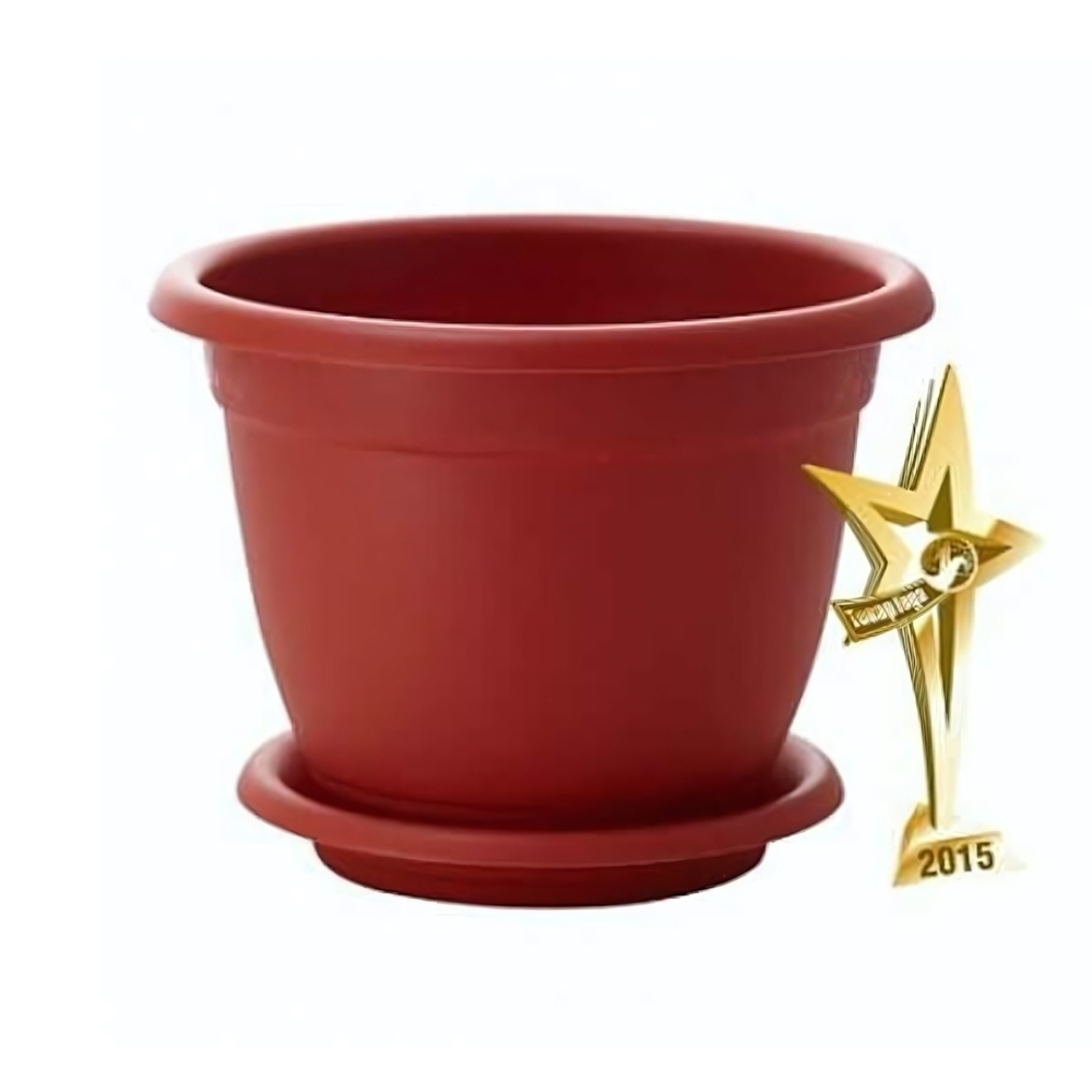 Горшок для цветов Борнео D 240 mm, 4,4л с подставкой №5 терракотовый (пластиковый)
