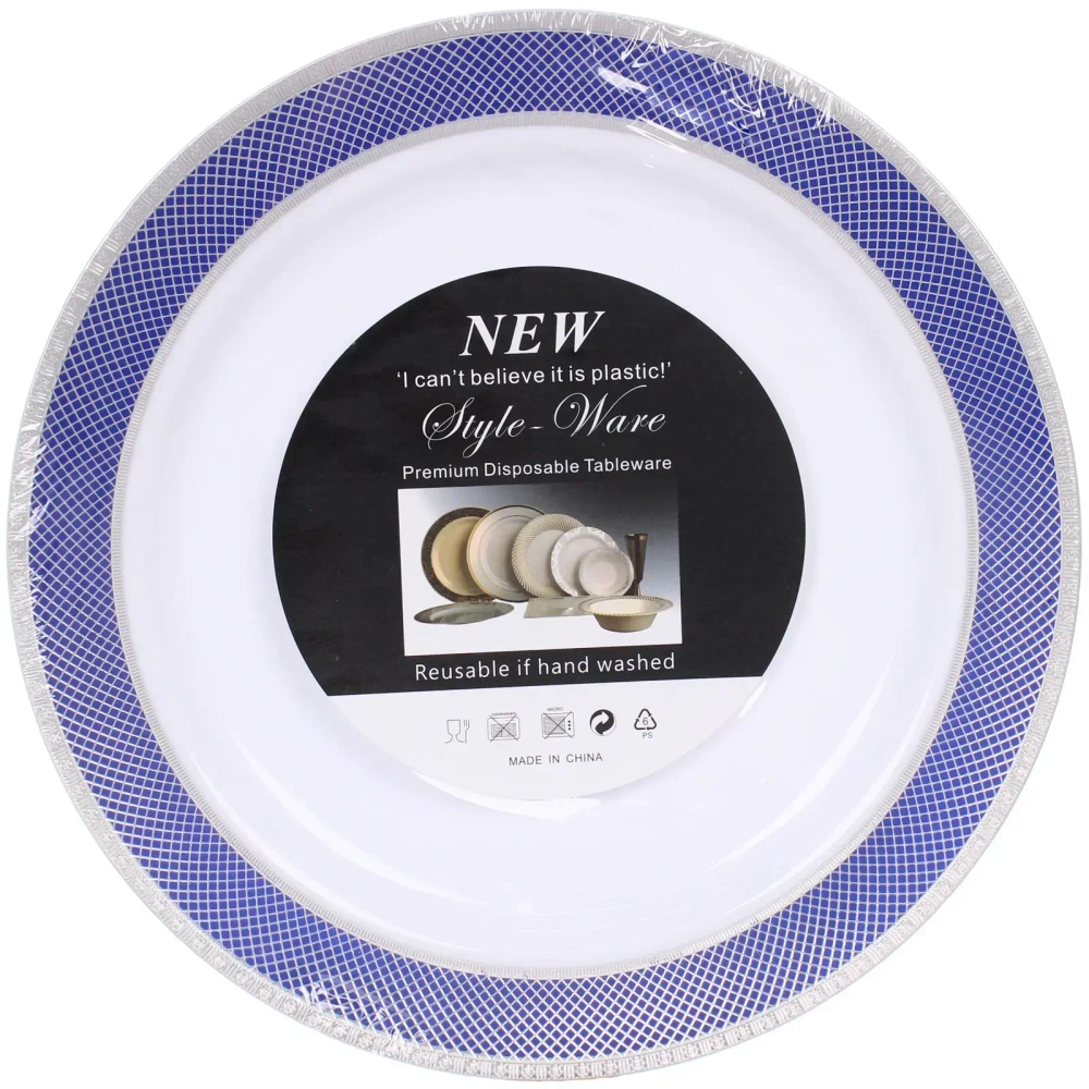 Тарелка 26см «DOLCE VITA» в наборе 3шт, синяя с серебром