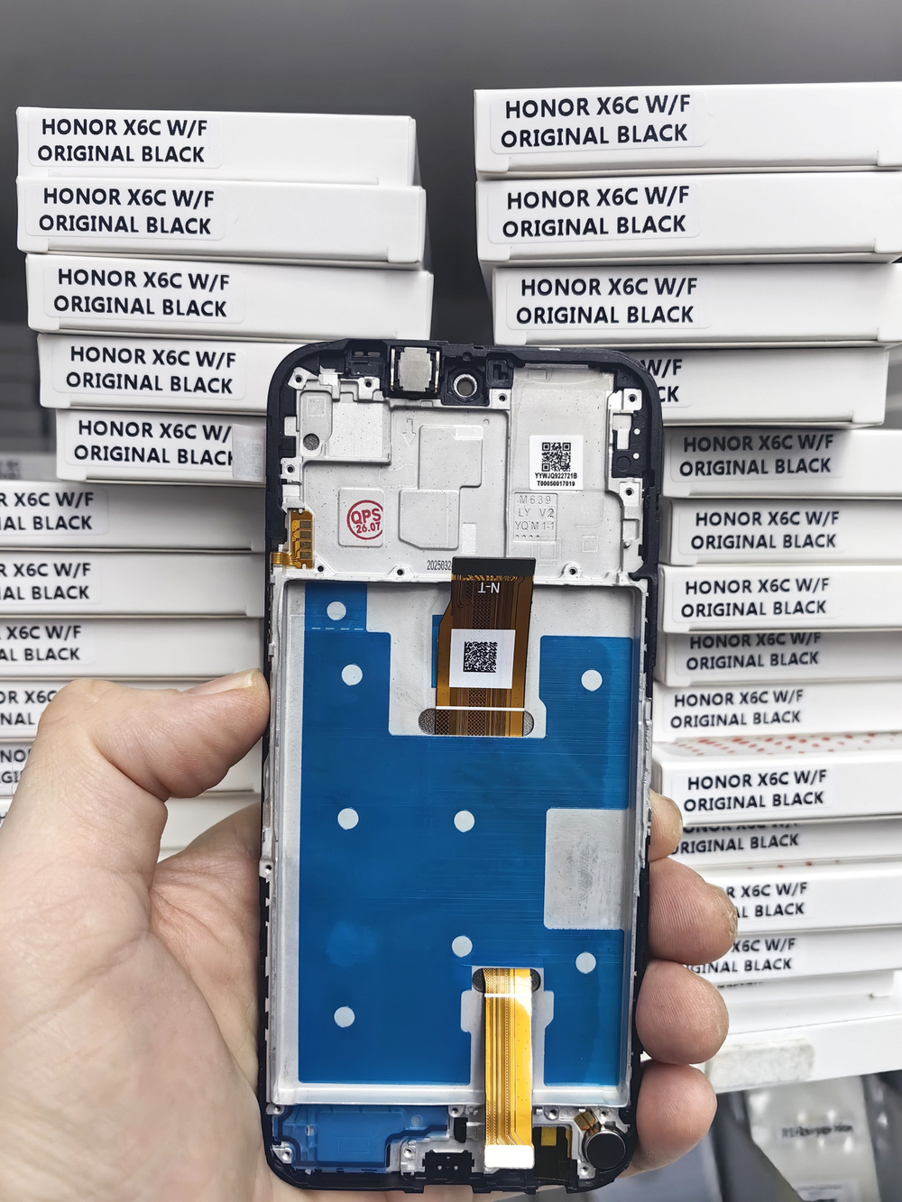 Дисплей Huawei Honor X6C на черной рамке (динамик, вибро, боковые кнопки); QPS (ORG)