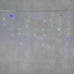 Светодиодная бахрома с колпачком 3,1*0,5 м., 120 разноцветных LED ламп, мерцание, прозрачный провод ПВХ, IP65, LTC (PIL120BLWCAP-10-2M)