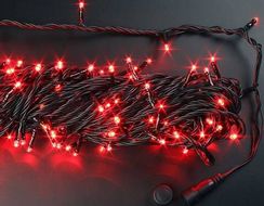 Светодиодная нить с контроллером 20 м., 220V, 200 красных LED ламп, черный ПВХ провод, Rich LED (RL-T20C2-B/R)