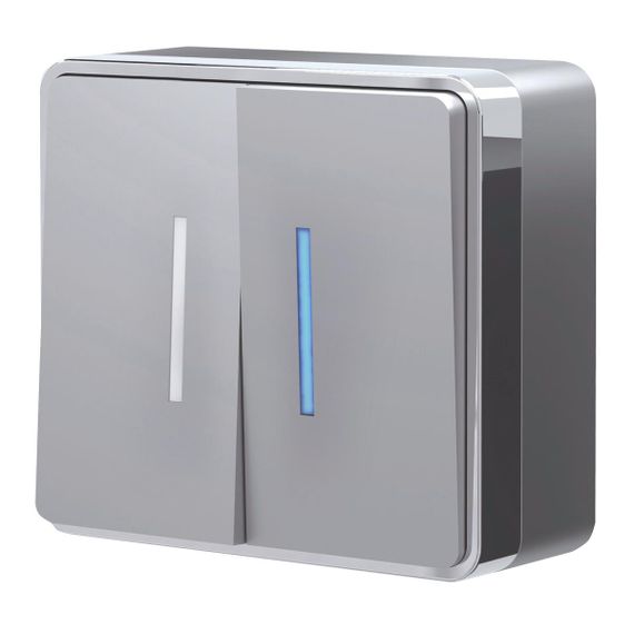 Выключатель двухклавишный с подсветкой Werkel Gallant серебряный W5020106 4690389167119