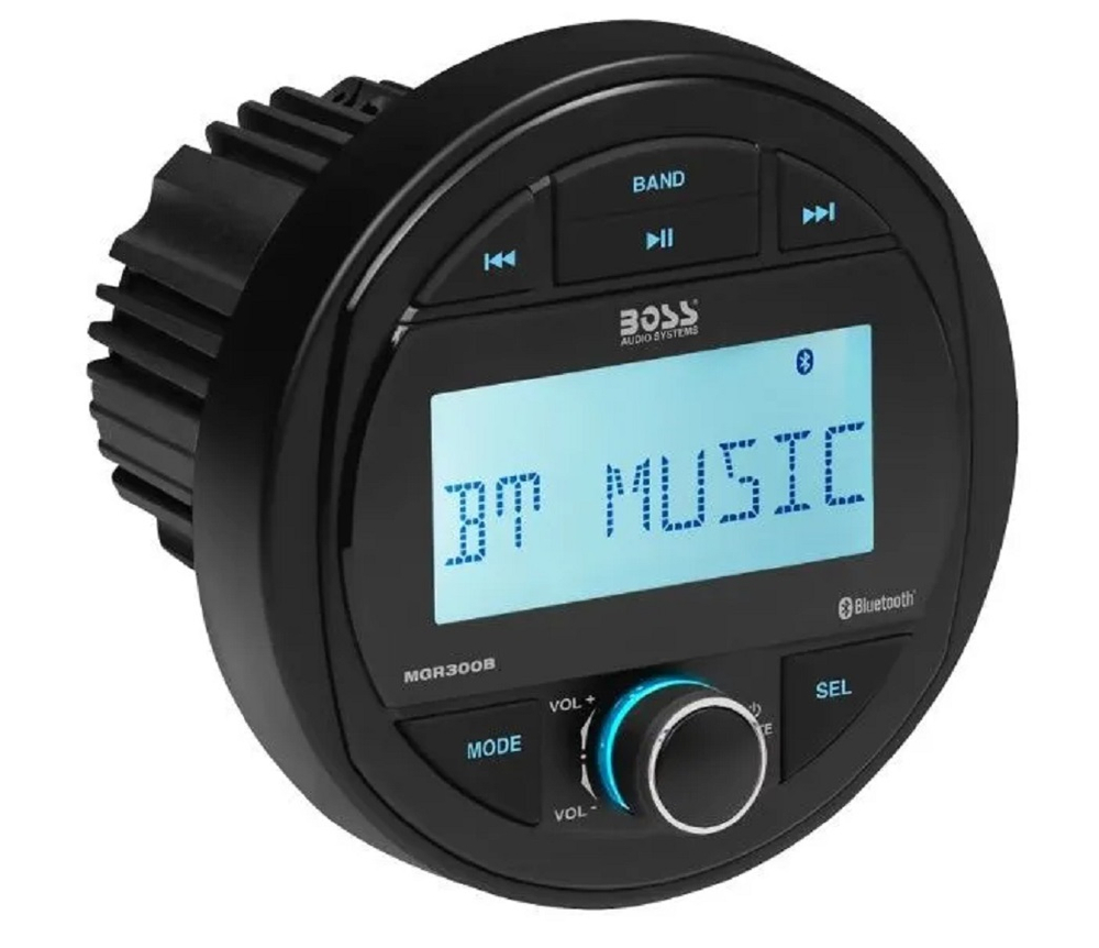 Магнитола Boss кругл. MGR300B (60W x 4, Bluetooth, USB, Aux, FM, IPX5)