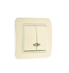 Выключатель Makel Lillium Natural 2-клавишный с индикатором крем 05097