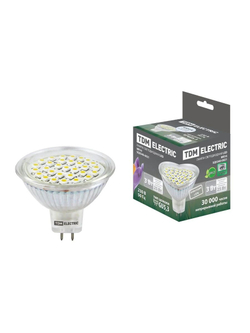 Лампа светодиодная MR16-3 Вт-220 В -4000 КGU 5,3 SMD TDM