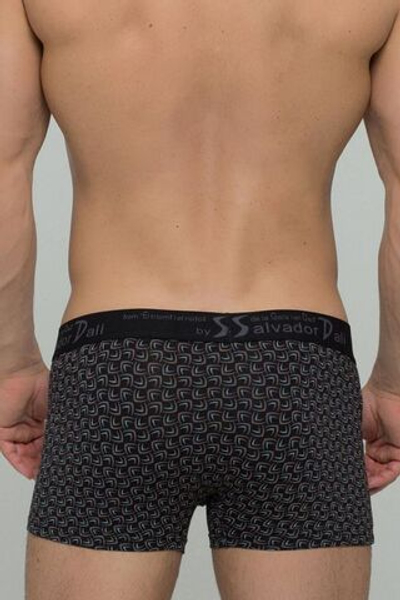 Мужские трусы-боксеры с мелким узором из бумерангов (Размер: XXL) (Цвет: черный)