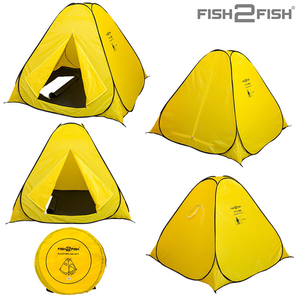 Палатка зимняя Fish 2 Fish автомат. 2,0х2,0х1,5 м дно на молнии желтая