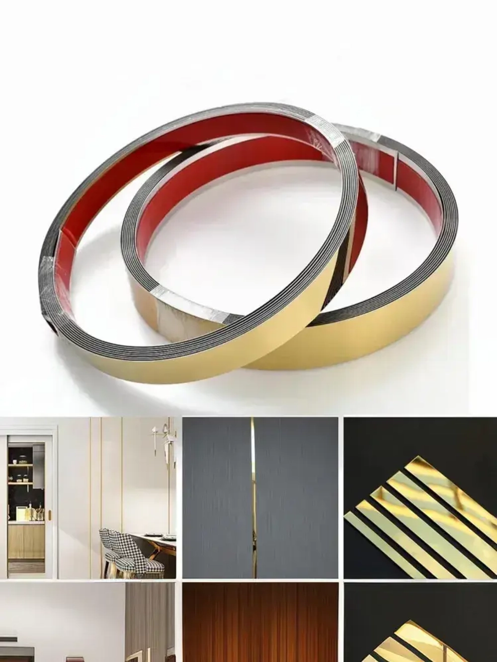 Молдинг декоративный самоклеящийся металлический золото 20 мм