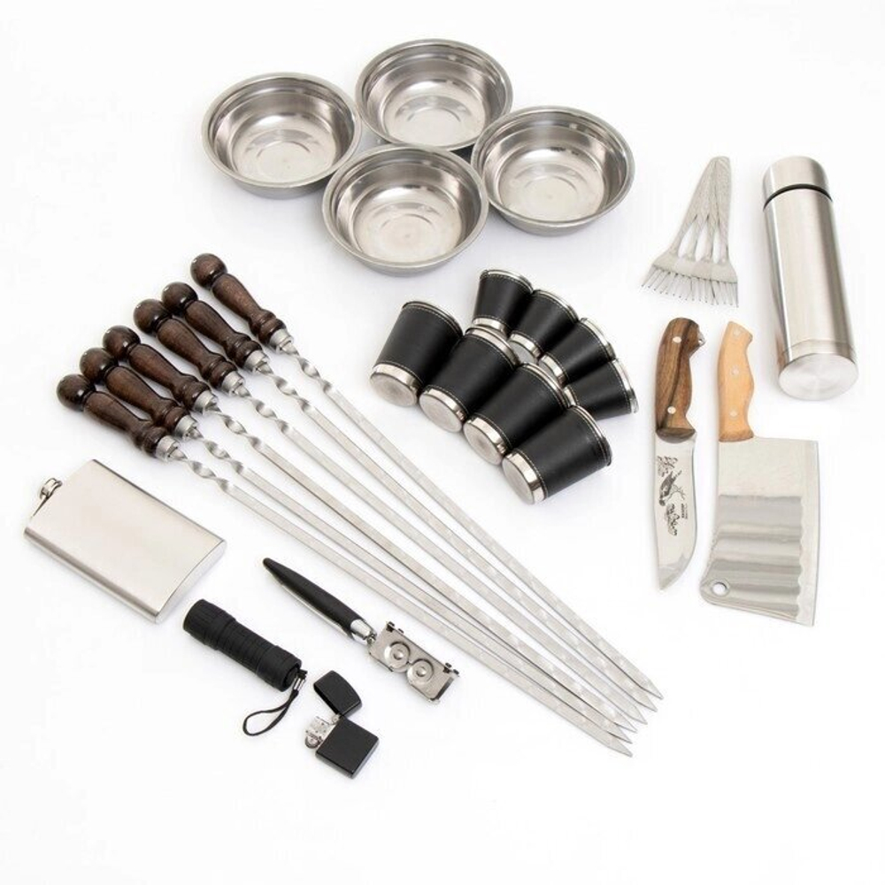 Шашлычный набор подарочный "Буйвол Элит" №30 в кейсе из экокожи