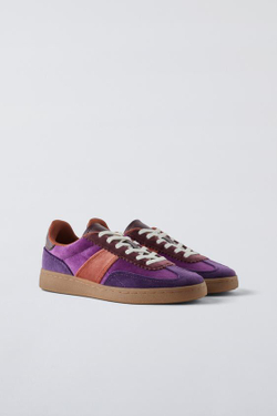 ZARA КРОССОВКИ ИЗ БАРХАТА, ФИОЛЕТОВЫЙ