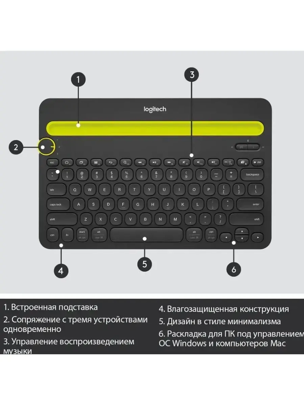 Клавиатура беспроводная Logitech K480 Bluetooth  Keyboard