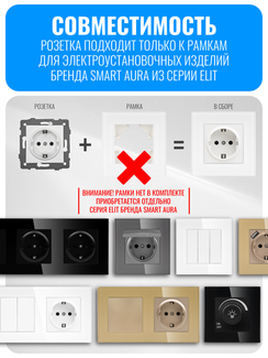 Розетка с заземлением Smart Aura серия ELIT без рамки