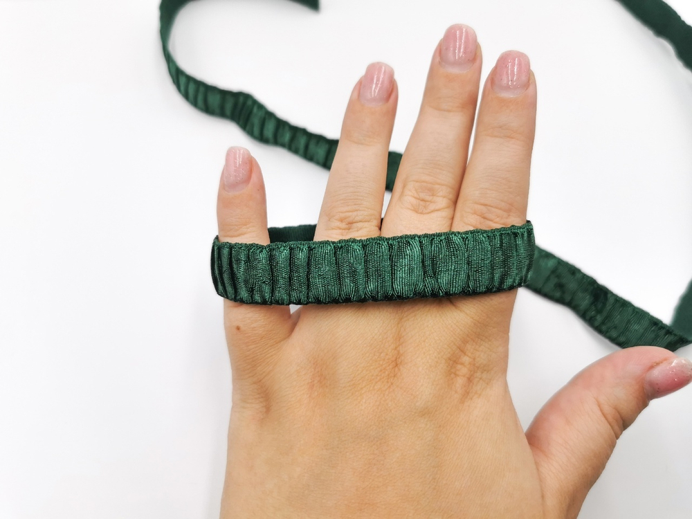 Бретелечная резинка со сборкой и блеском, 15 мм, изумруд, (Арт: BR960/15-9578), м