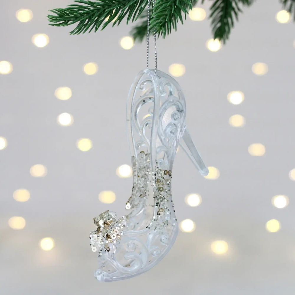 Подвеска «Туфелька королевы» 8*5*10 см, Белый/Золотой блеск