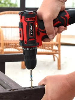 Дрель-шуруповерт аккумуляторная VVOSAI WS-3012-A2-SXP, 12В 28Нм, 2xLi-ion, ЗУ, аксессуары 24 штук, кейс для хранения